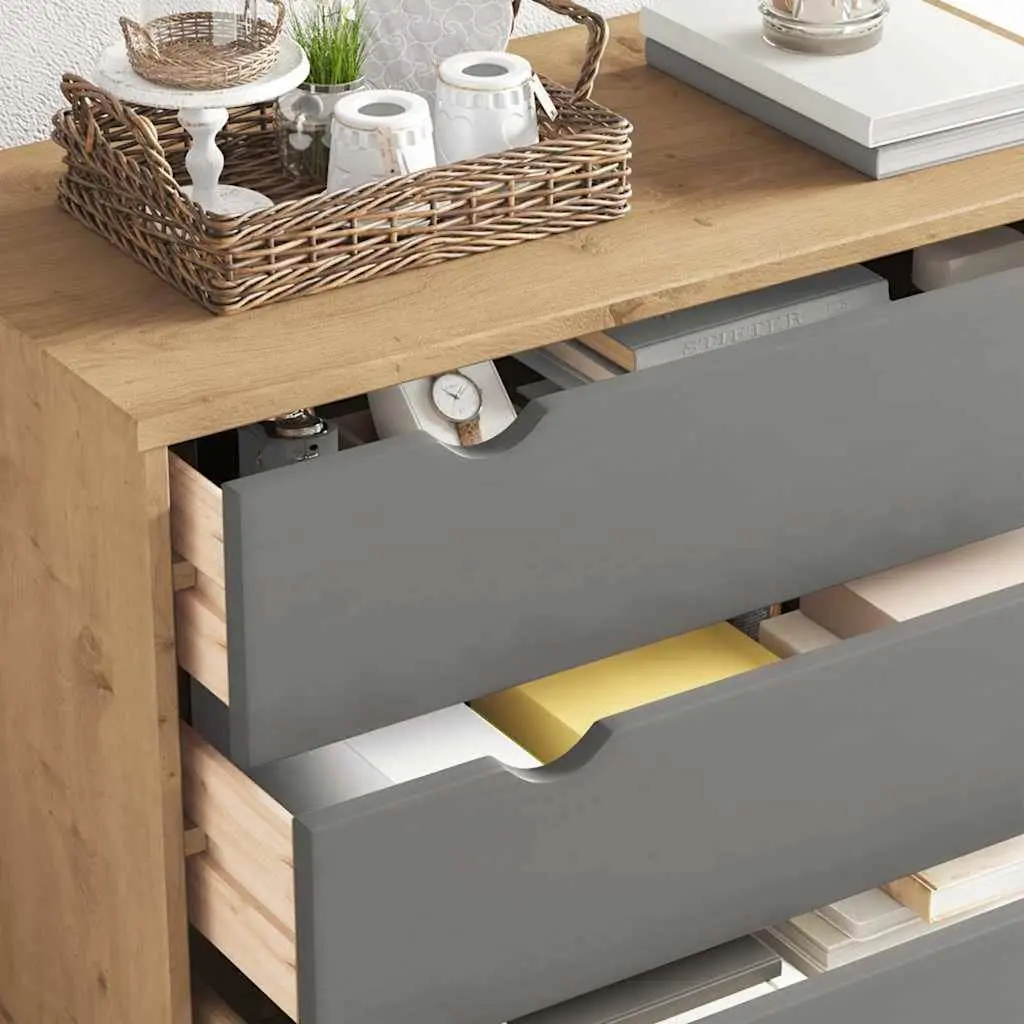 Drawer Cabinet Grey Solid Wood Pine Scandinavian Storage 4 Drawers