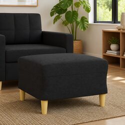 Footstool Black Fabric Ottoman Pouf Rest Sofa Recliner Furniture Living Room
