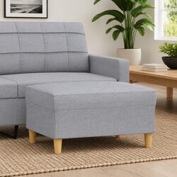 Footstool Light Grey 70x55x41cm Modern Fabric Foot Rest Ottoman Living Room