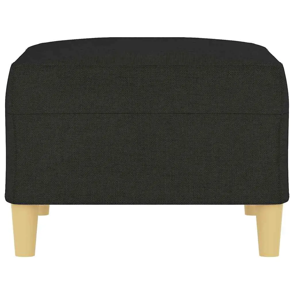 Fabric Footstool Black Compact Sturdy Plywood Frame for Living Room Bedroom