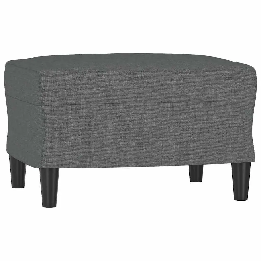 Footstool Grey Fabric Upholstered Ottoman Rest Seat Living Room Furniture