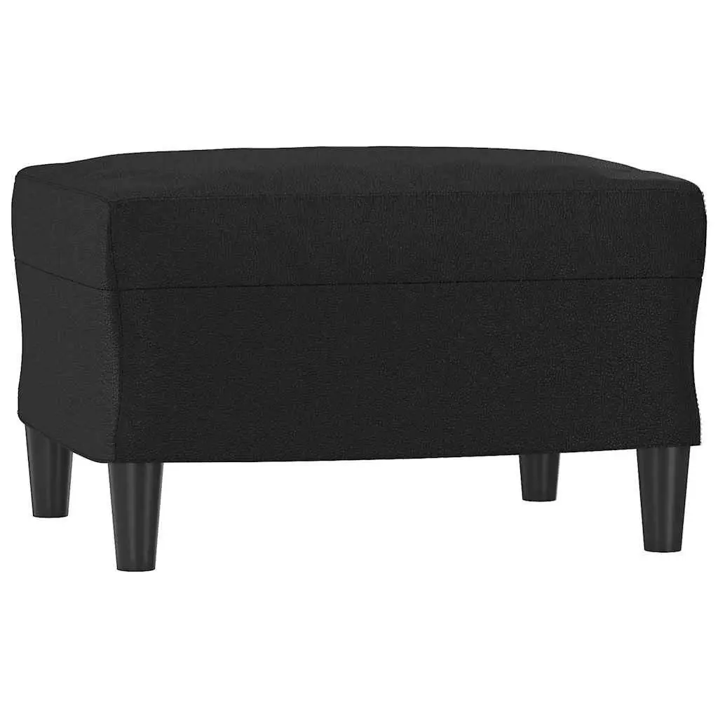 Footstool Black Faux Leather Furniture Rest Ottoman Seat Living Room Sofa