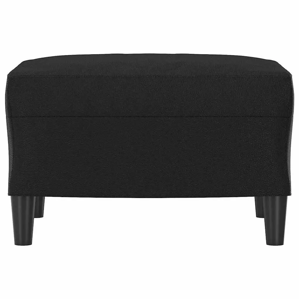 Footstool Black Faux Leather Furniture Rest Ottoman Seat Living Room Sofa