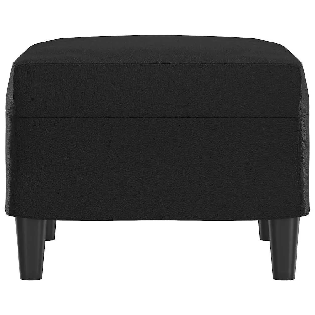 Footstool Black Faux Leather Furniture Rest Ottoman Seat Living Room Sofa