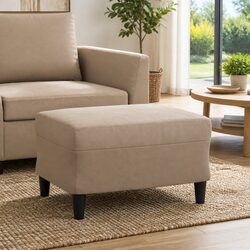 Footstool Brown Faux Leather Foot Rest Ottoman Lounge Furniture Compact Living