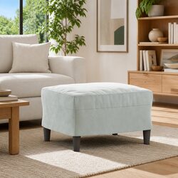 Grey Velvet Footstool - Compact and Versatile Design
