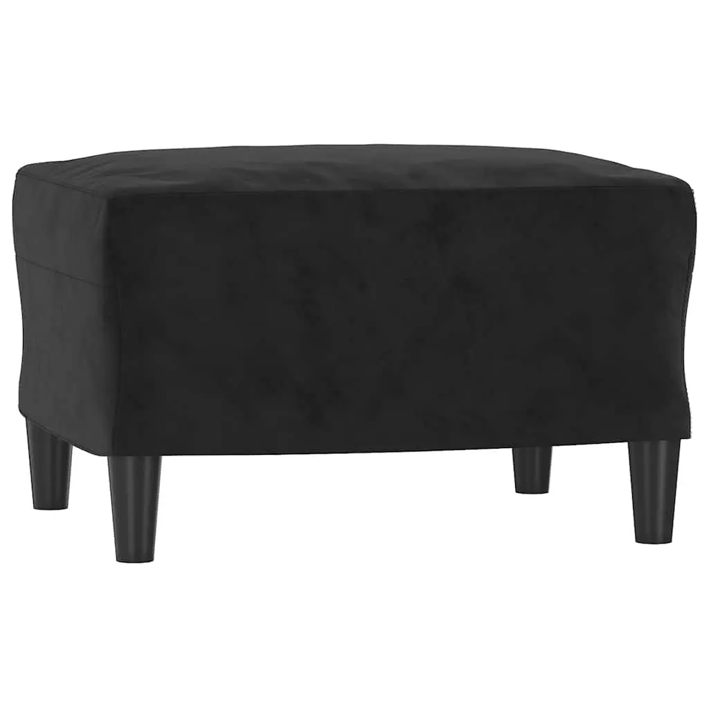 Black Velvet Footstool Modern Compact Foot Rest Ottoman Living Room Furniture