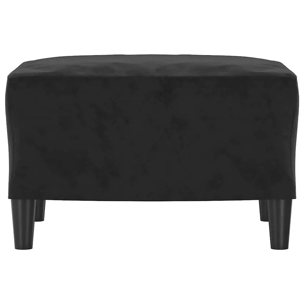 Black Velvet Footstool Modern Compact Foot Rest Ottoman Living Room Furniture