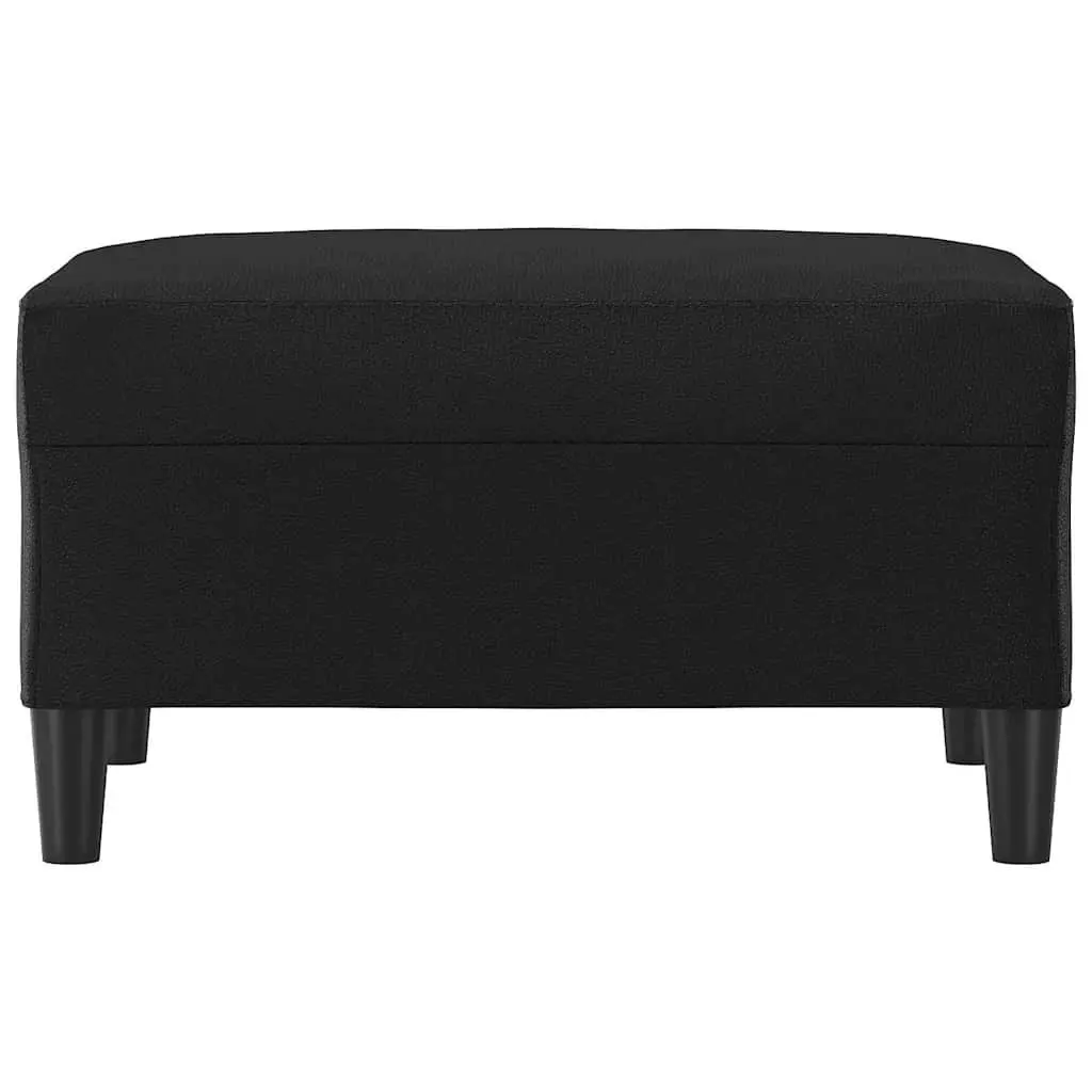 Footstool Black Faux Leather Compact Durable Sturdy Plywood Frame