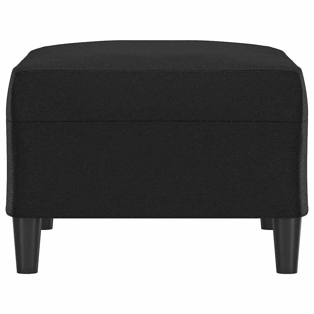 Footstool Black Faux Leather Compact Durable Sturdy Plywood Frame
