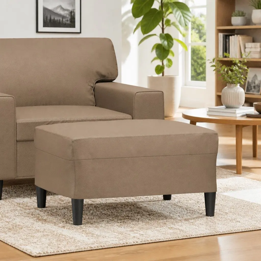 Brown Faux Leather Ottoman
