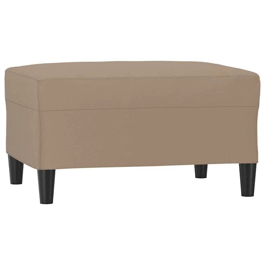 Footstool Brown Faux Leather Compact Ottoman Foot Rest for Living Room