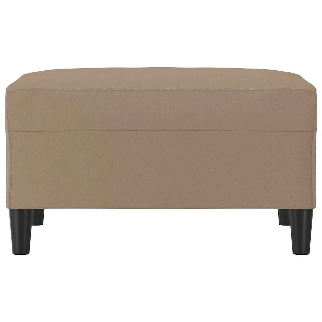 Footstool Brown Faux Leather Compact Ottoman Foot Rest for Living Room