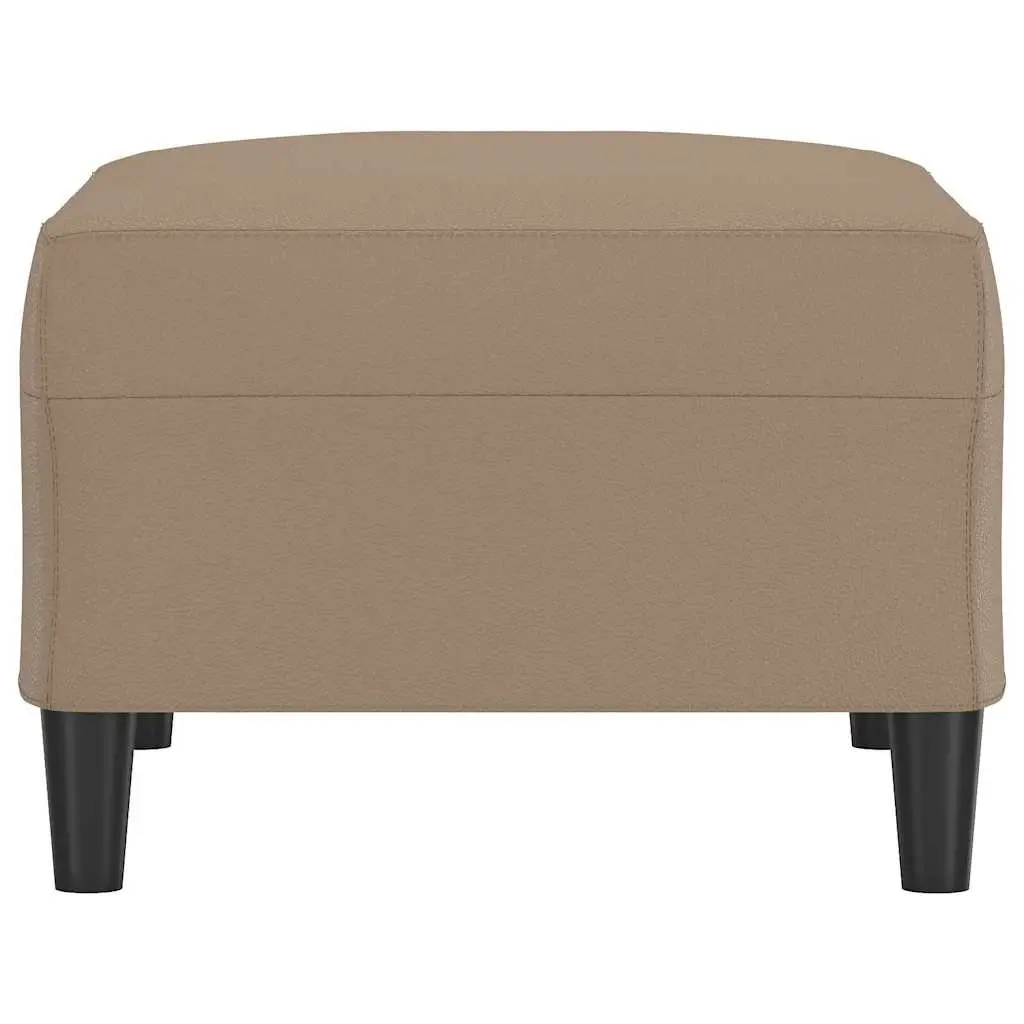Footstool Brown Faux Leather Compact Ottoman Foot Rest for Living Room