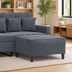 Grey Velvet Footstool for Versatile Living Spaces