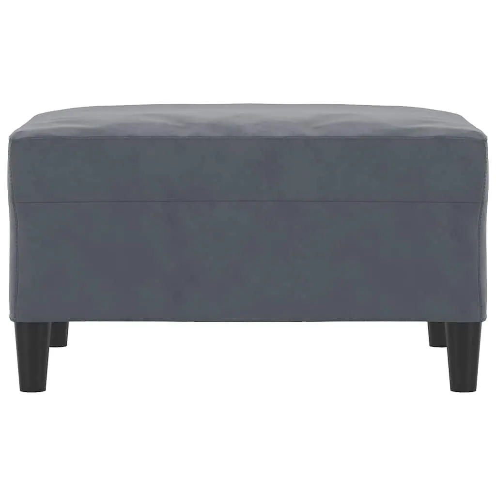Footstool Grey Velvet Compact Ottoman Upholstered Furniture Seat