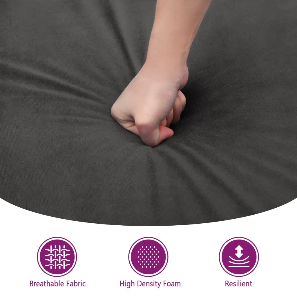 Footstool Grey Velvet Compact Ottoman Upholstered Furniture Seat