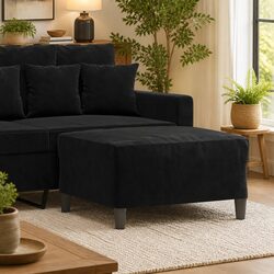 Confident Black Velvet Ottoman Footrest