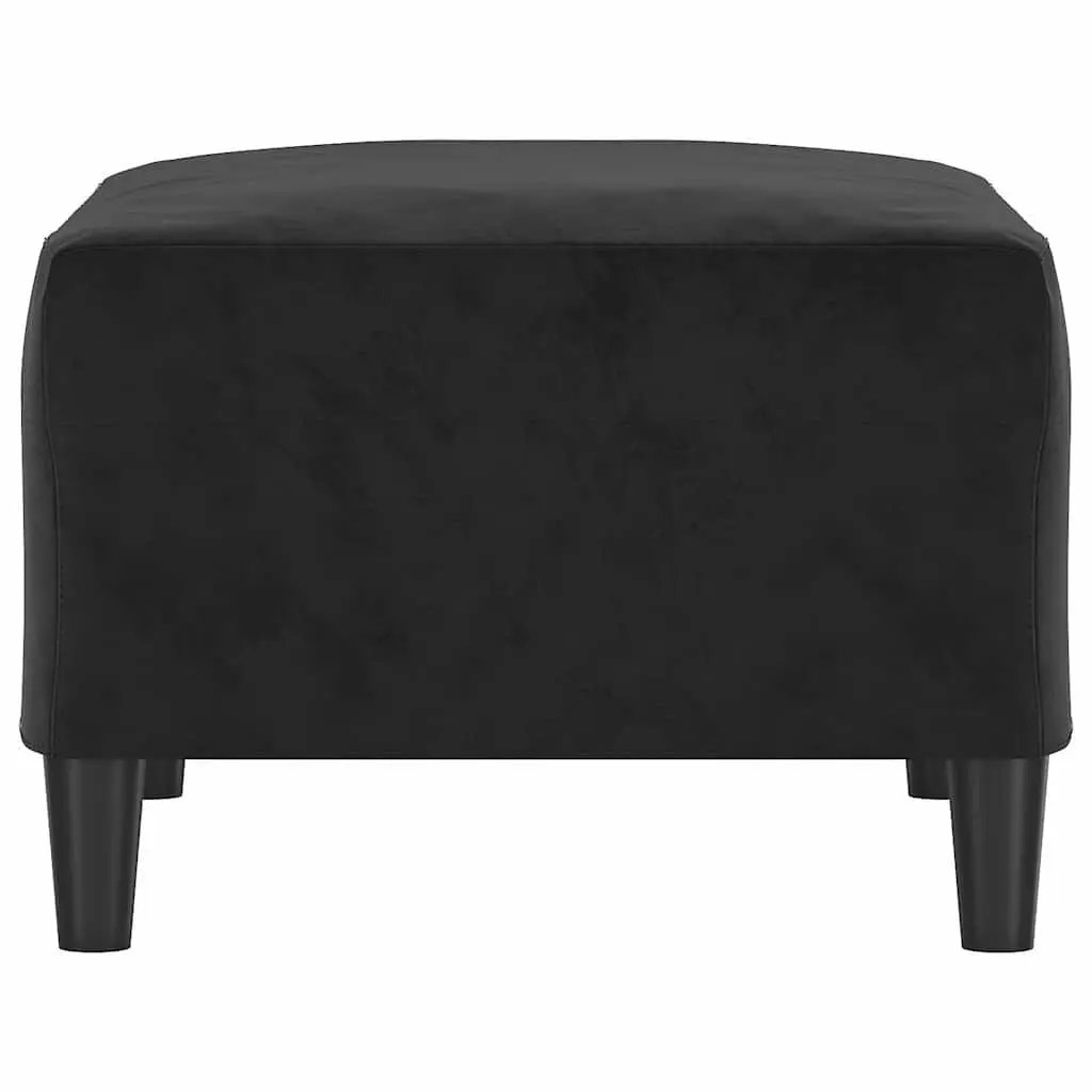 Ottoman Black Velvet Compact Footstool Plywood Frame Soft Upholstery