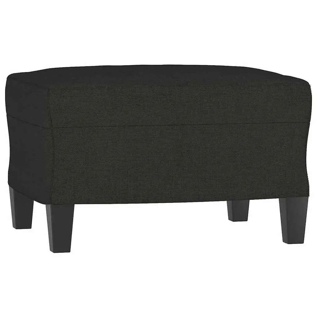 Footstool Black Compact Durable Fabric Ottoman for Living Room Bedroom