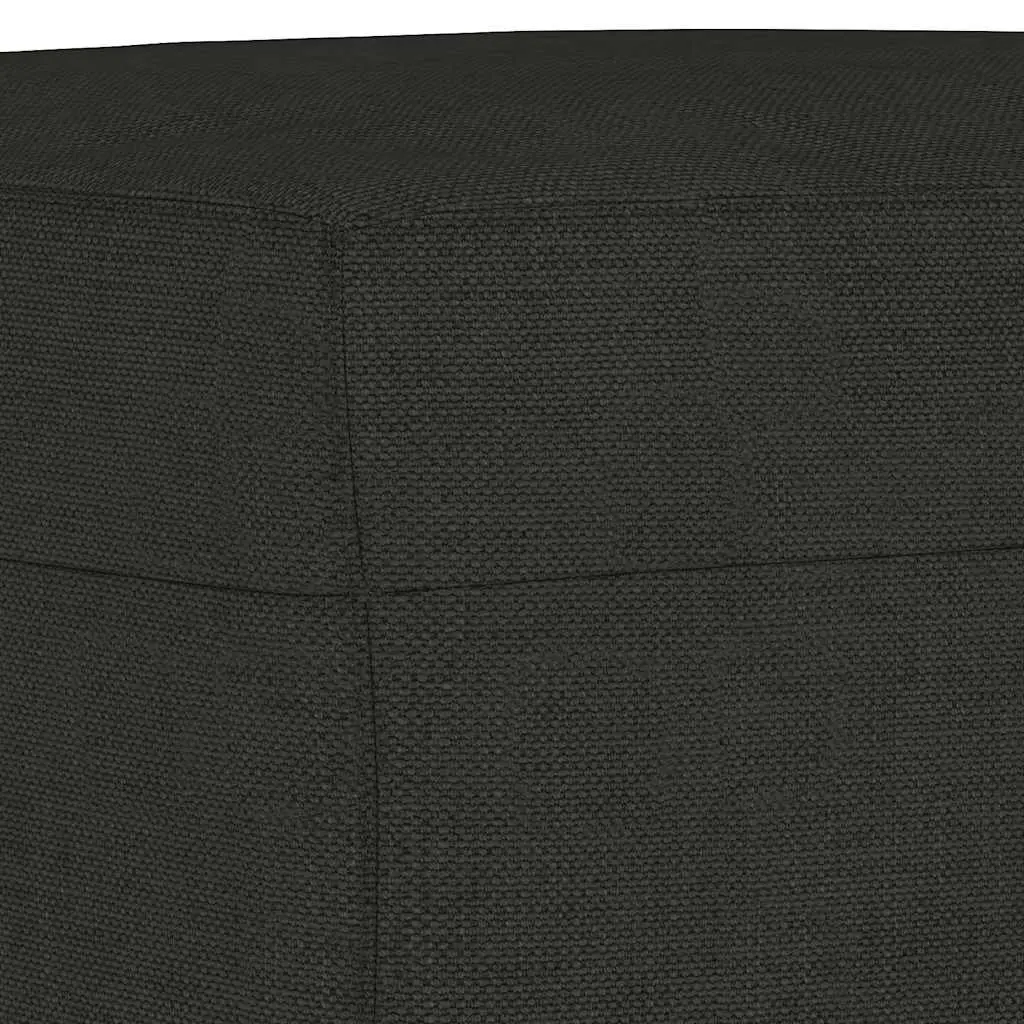 Footstool Black Compact Durable Fabric Ottoman for Living Room Bedroom