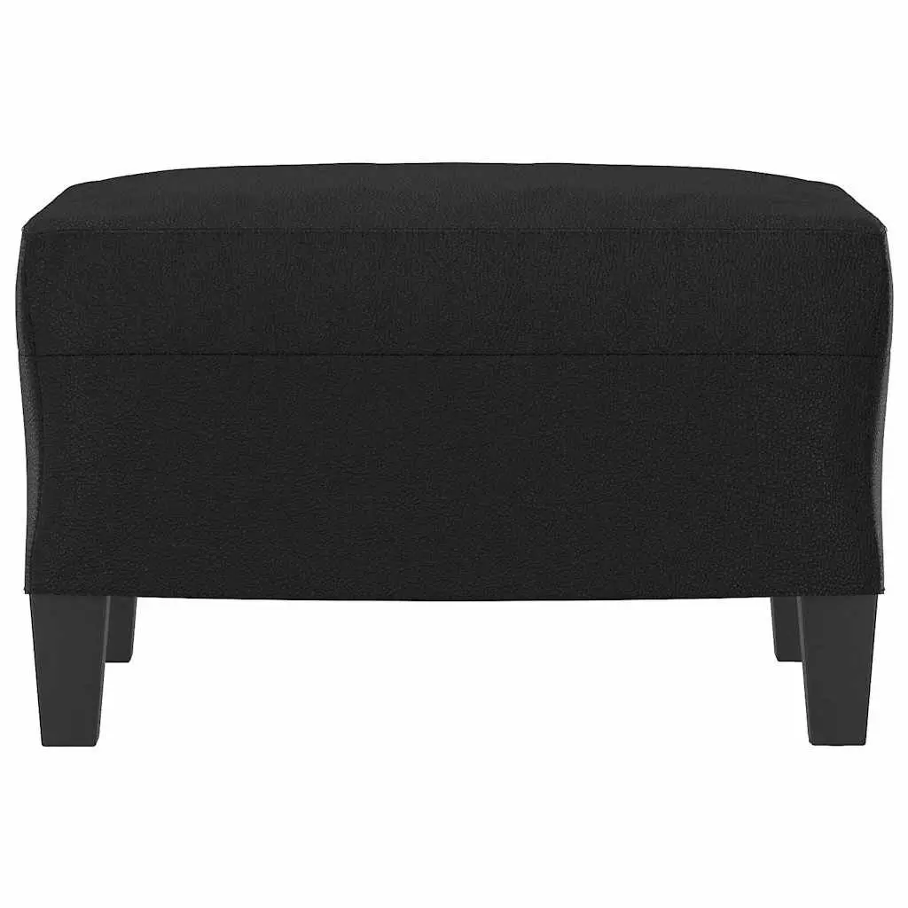 Footstool Black Faux Leather Ottoman Pouf Seat Rest Living Room Furniture