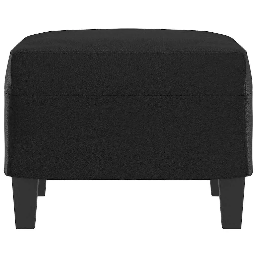 Footstool Black Faux Leather Ottoman Pouf Seat Rest Living Room Furniture