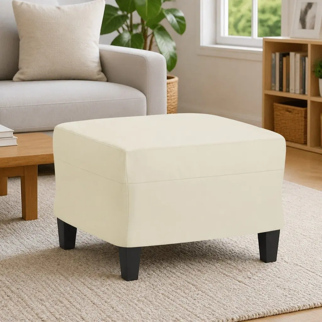 Footstool Cream Faux Leather Compact Rest Ottoman