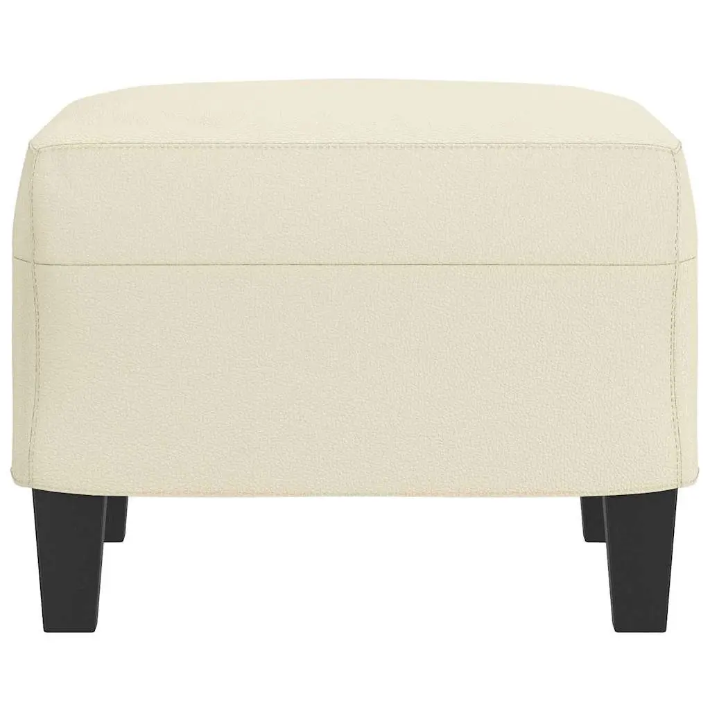 Footstool Cream Faux Leather Compact Rest Ottoman