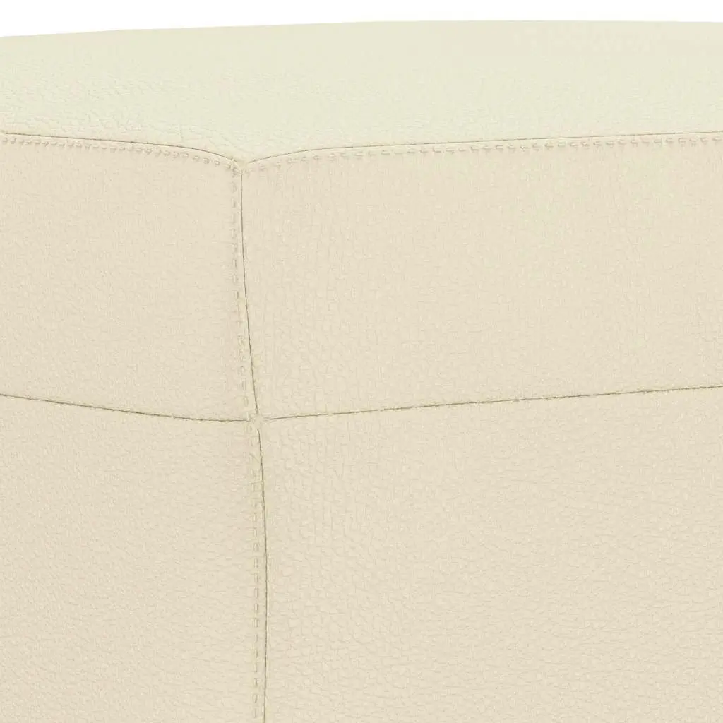 Footstool Cream Faux Leather Compact Rest Ottoman