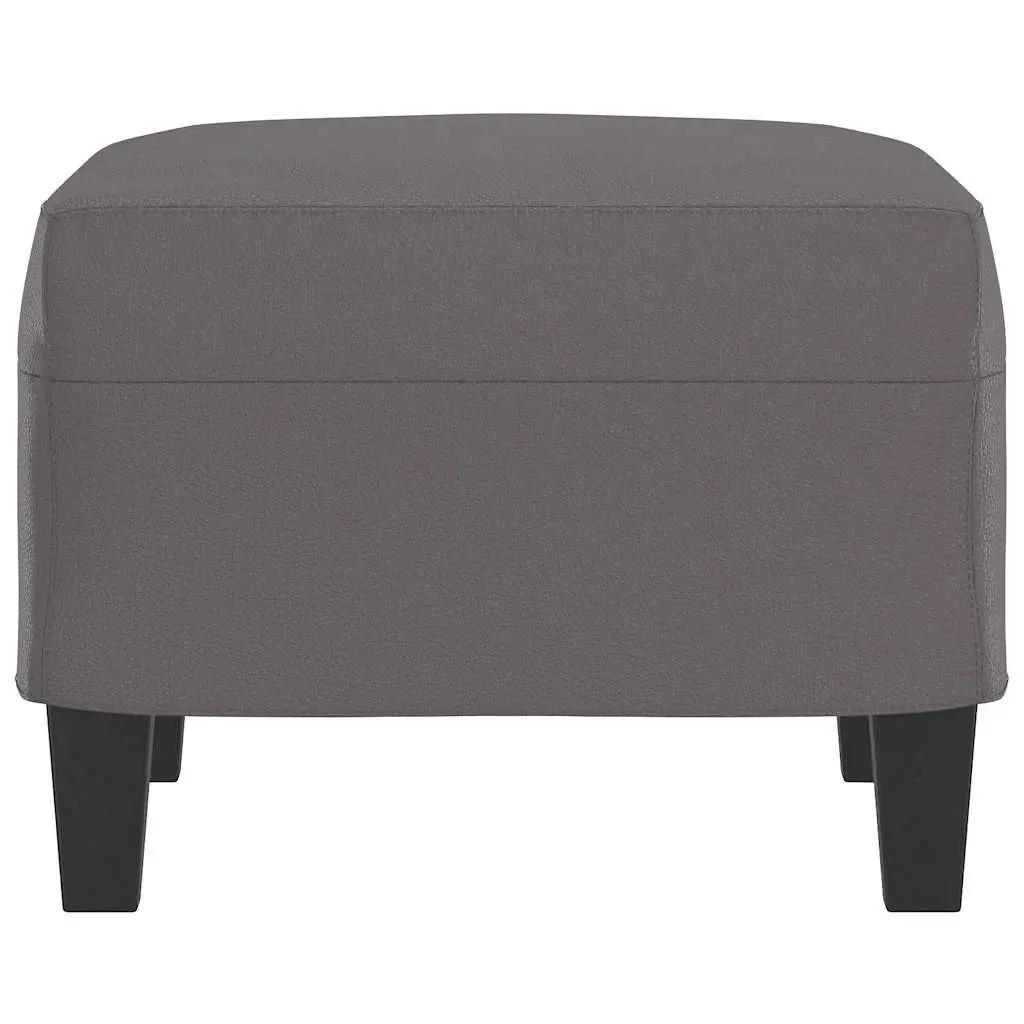 Footstool Grey Faux Leather Ottoman Compact Rest Stool Living Room Furniture