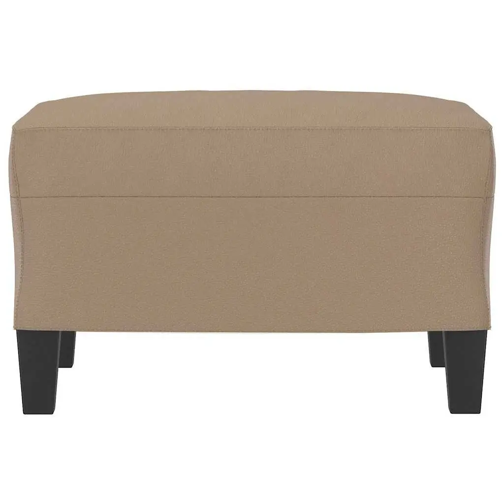 Footstool Ottoman Brown Compact Faux Leather Modern Living Room Furniture
