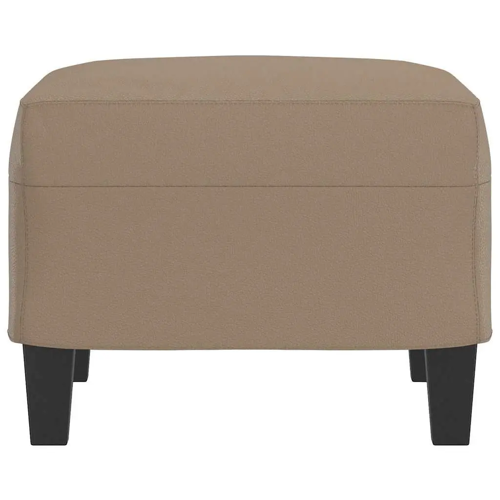 Footstool Ottoman Brown Compact Faux Leather Modern Living Room Furniture
