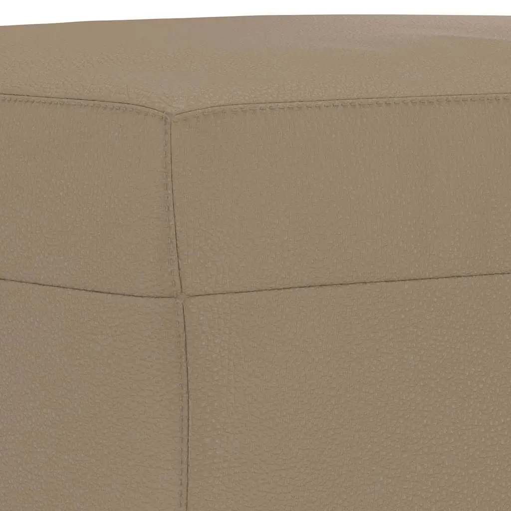 Footstool Ottoman Brown Compact Faux Leather Modern Living Room Furniture