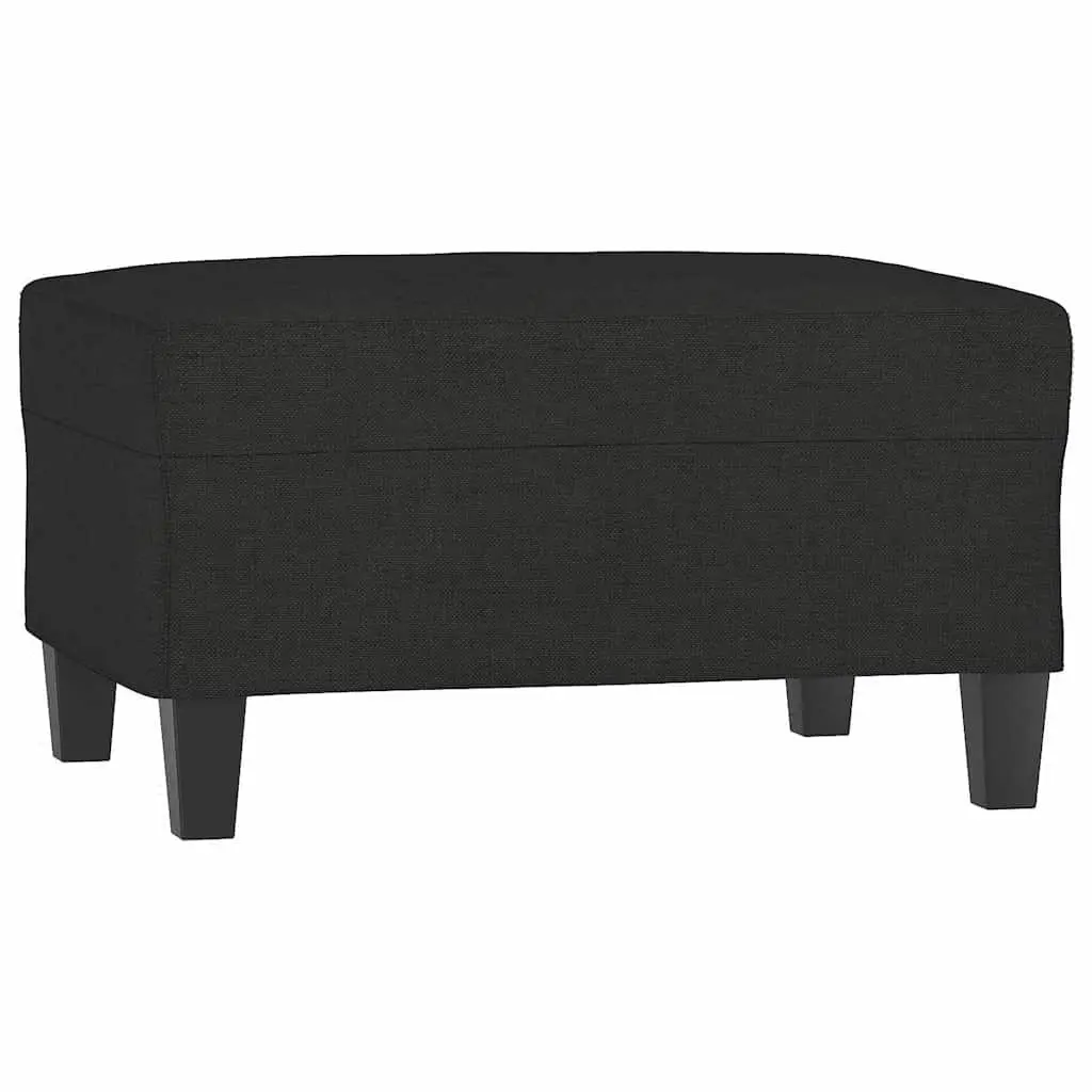 Footstool Black Fabric Ottoman Footrest Recliner Sofa Seat Living Room