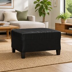 Compact Black Faux Leather Footstool—Your Perfect Accent
