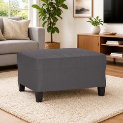 Footstool Grey 70x55x41 cm Faux Leather Ottoman Seat Rest Compact Modern
