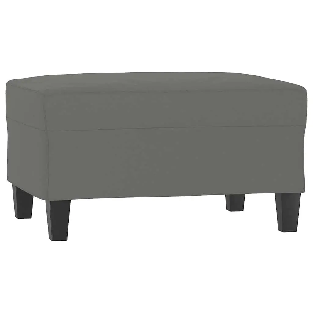 Grey Footstool Ottoman Upholstered Microfibre Fabric Compact Resting Stool