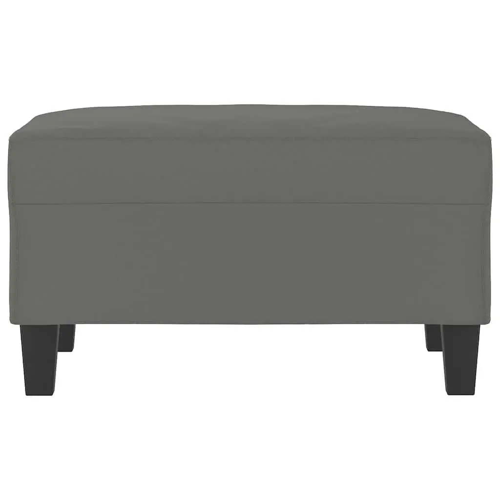 Grey Footstool Ottoman Upholstered Microfibre Fabric Compact Resting Stool