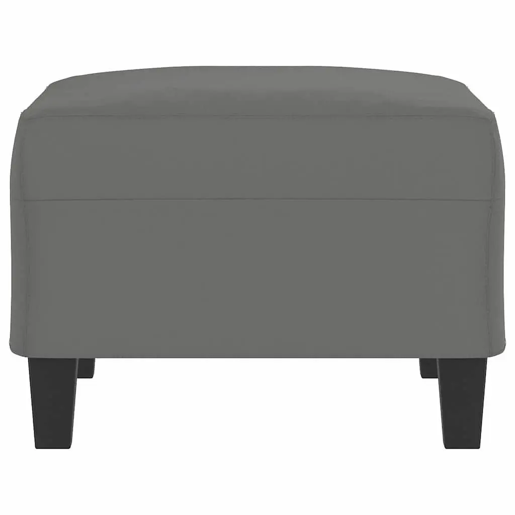 Grey Footstool Ottoman Upholstered Microfibre Fabric Compact Resting Stool