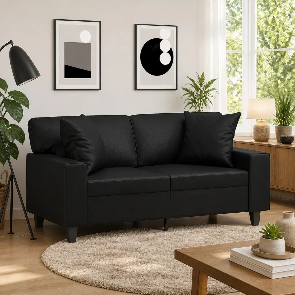 Throw Pillows Black 40x40 cm Faux Leather Square Cushions
