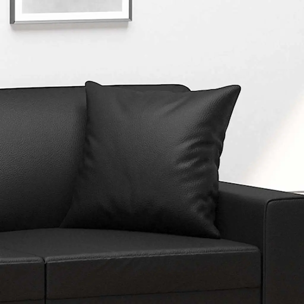Throw Pillows Black 40x40 cm Faux Leather Square Cushions