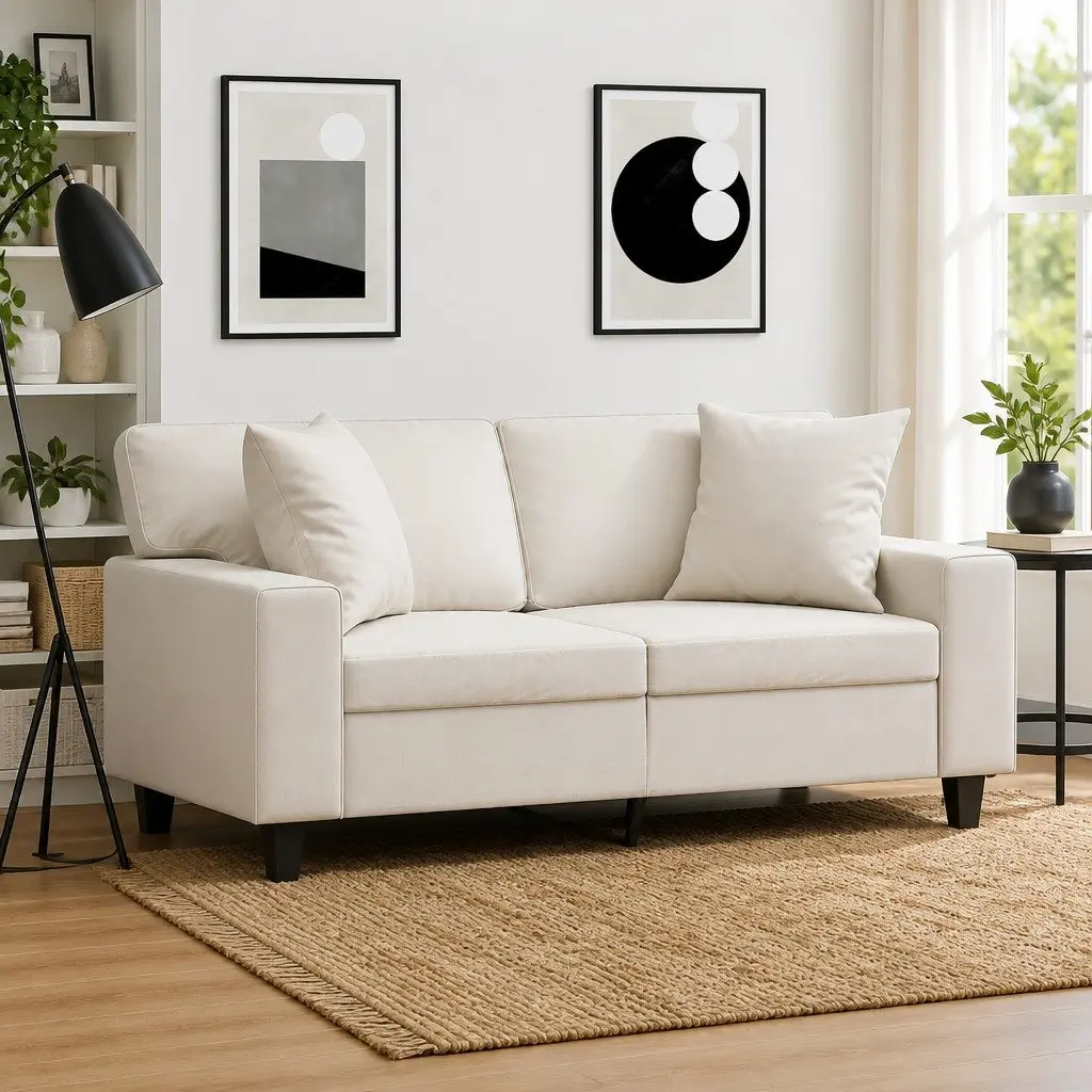 Throw Pillows Cream 40x40 cm Faux Leather Square Cushions