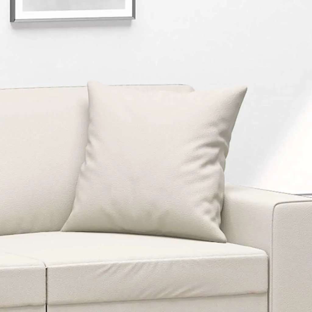 Throw Pillows Cream 40x40 cm Faux Leather Square Cushions