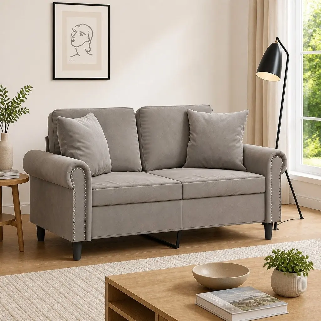 Throw Pillows Grey 40x40 cm Velvet 2 Piece Sofa Couch Cushions Home Decor
