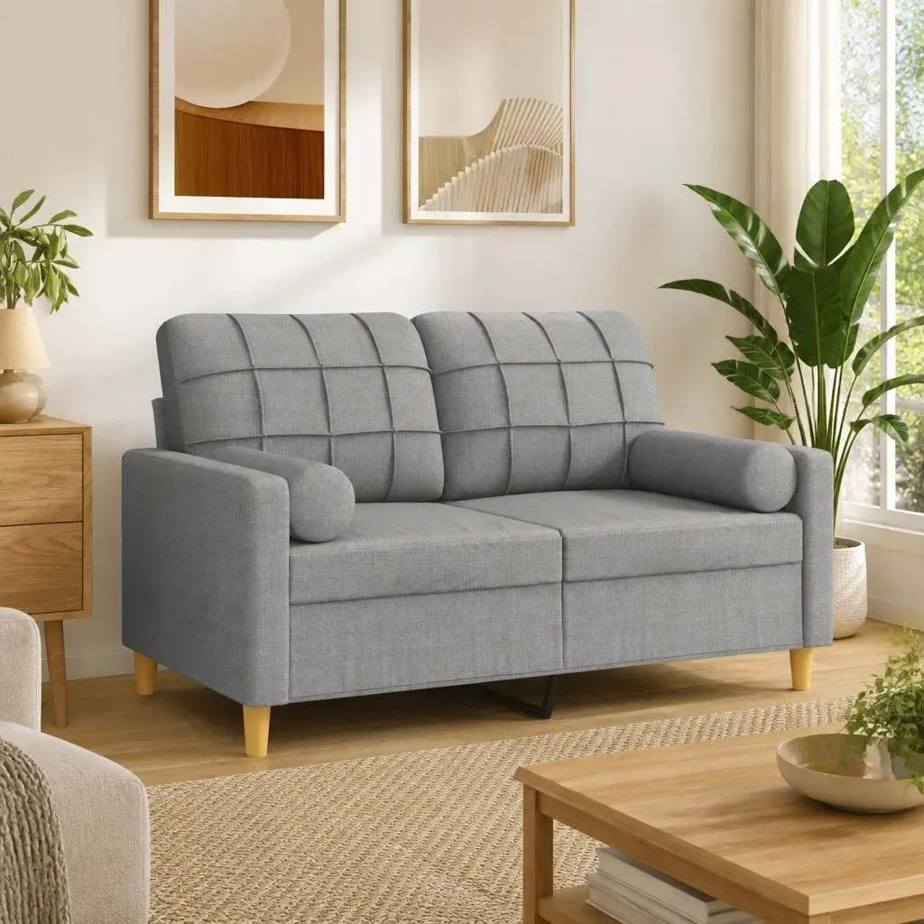 Throw Pillows Grey Cylinder Roll Bolster Decorative Cushions 2 Piece