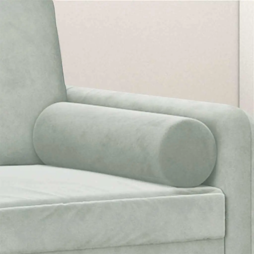 Throw Pillows Grey Velvet 15x50 Cylindrical Bolster Decorative Cushion 2 pcs