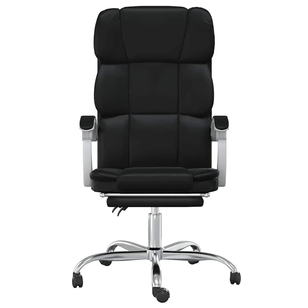 Reclining Office Chair Black Faux Leather Adjustable Backrest Height Swivel