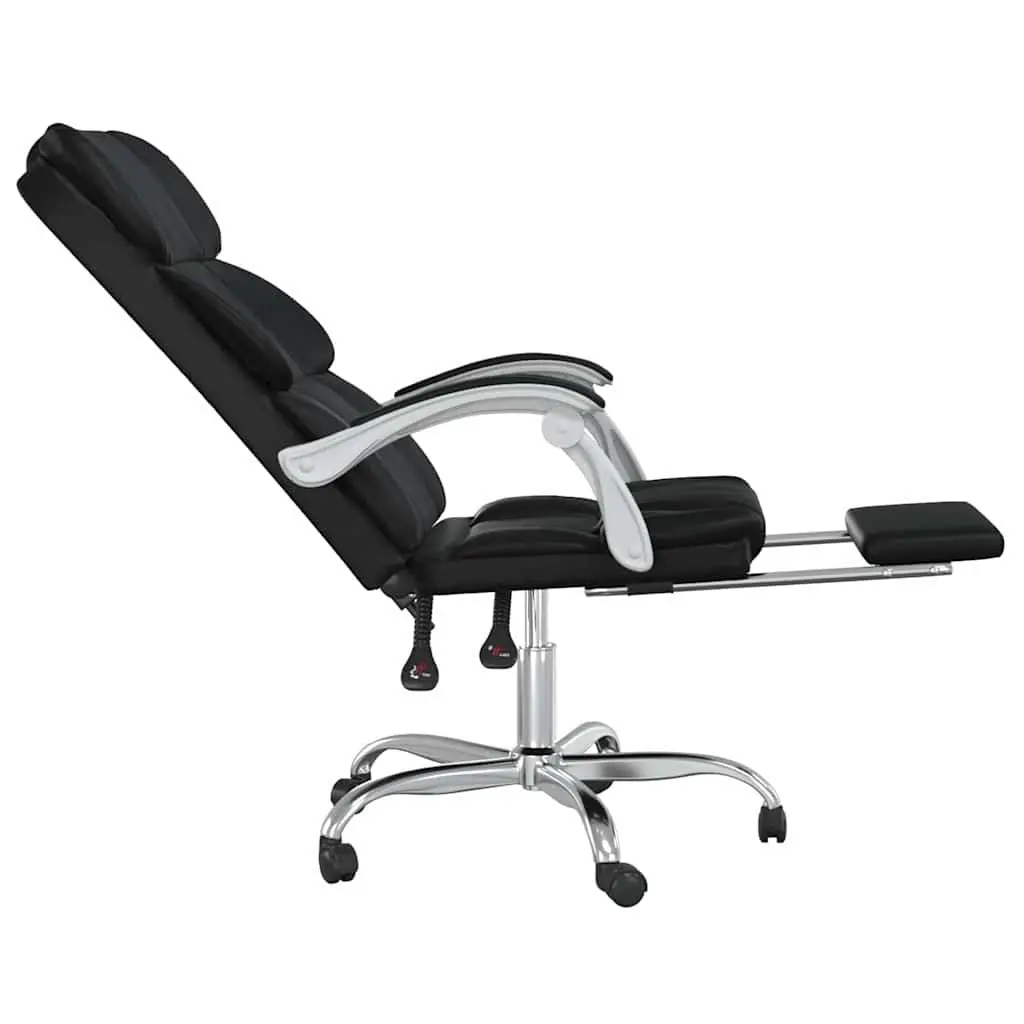 Reclining Office Chair Black Faux Leather Adjustable Backrest Height Swivel