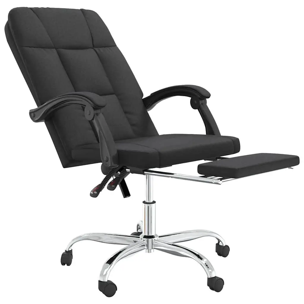 Reclining Office Chair Black Faux Leather Adjustable Height 360 Degree Swivel Backrest